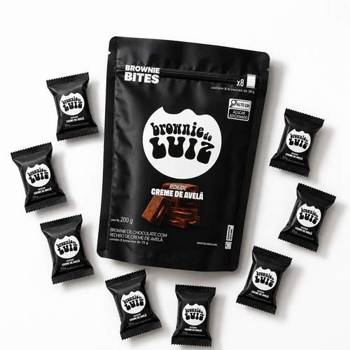 Pacote de Bites com creme de avelã do Brownie do Luiz com 8 mini brownies, 200 g