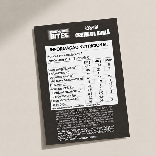 Bites com Creme de Avelã — 8 mini brownies, 200g