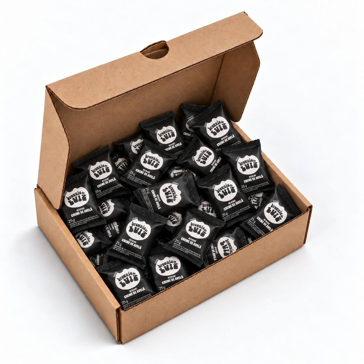 Nano Brownie Recheado com Creme de Avelã – Caixa com 30 unidades